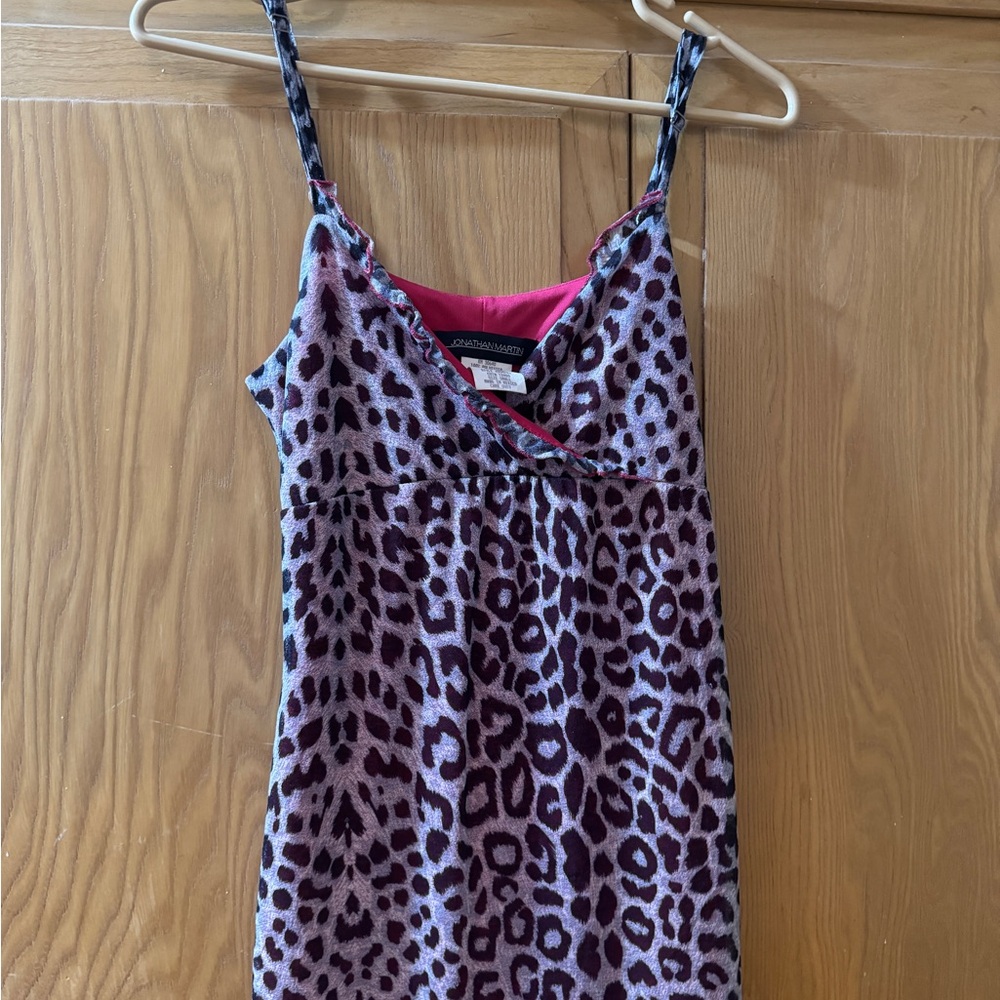 Guess Purple Leopard Velvet Chemise with Pink Lining